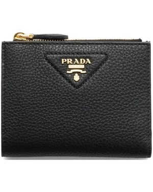 Prada Small Textured Leather Wallet - Black