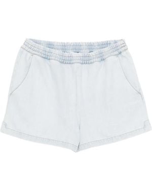 Off-White c/o Virgil Abloh Logo-Print Denim Shorts - White