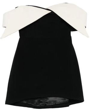 Vestiaire d'un Oiseau Libre Off-Shoulder Mini-Jurk Met Kraag - Zwart