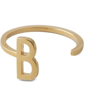 Design Letters Initial-Detail Open-Band Ring - Metallic