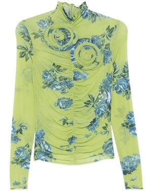 Magda Butrym Floral-Print Gathered Top - Green
