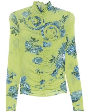Magda Butrym Floral-Print Gathered Top - Green