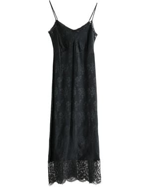 Simone Rocha Floral-Lace Slip Midi Dress - Black