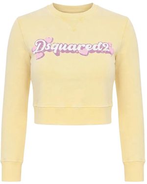 DSquared² Logo-Print Cropped Sweatshirt - Yellow