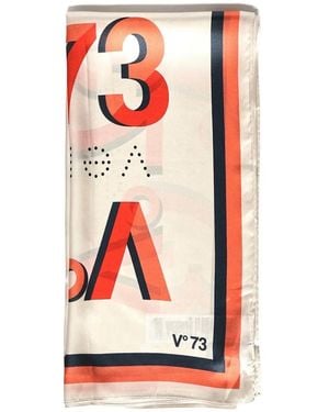 V73 Logo-Print Silk Scarf - Red