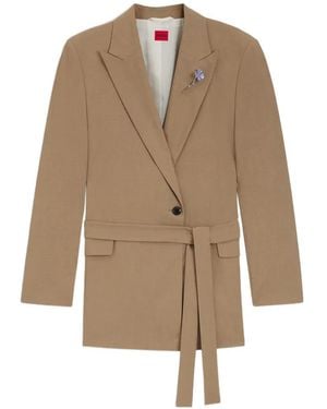 HUGO Belted Blazer - Natural