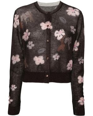 JNBY Floral-Print Button-Up Cardigan - Black