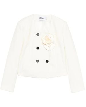 Self-Portrait Floral Detail Fitted Jacket - White