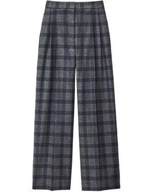 Ba&sh Tad Plaid Pleated Trousers - Grey