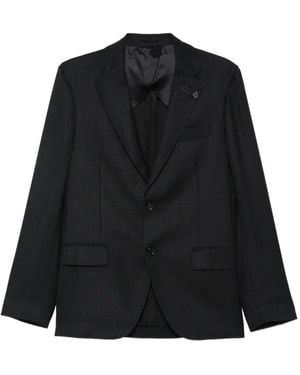 Lardini Logo-Pin Single-Breasted Blazer - Black