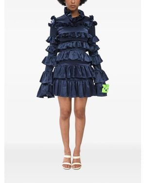 Off-White c/o Virgil Abloh Ruffle-Trimmed Satin Mini Dress - Blue