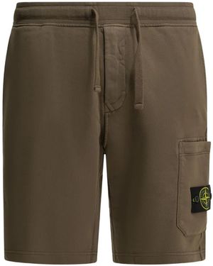 Stone Island Patch Pocket Fleece Shorts - Brown