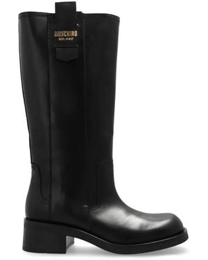 Moschino ロゴアップリケ ブーツ - ブラック