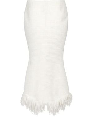 MATIERES FECALES Sequin-Embellished Fringed Midi Skirt - White