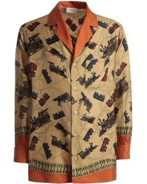 Bally Graphic-Print Silk Shirt - Brown