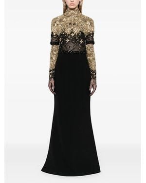 Dina Melwani Robe Longue À Ornements - Noir