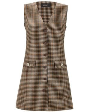 Liu Jo Robe Courte À Carreaux - Brown