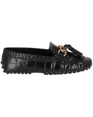 Tod's Croc-Effect Gommino Loafers - Black