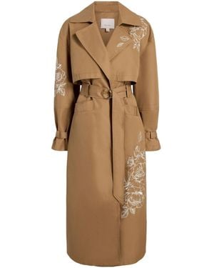 Cinq À Sept Astrid Floral-Embroidered Trench Coat - Natural