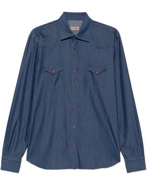 Barba Napoli Western Denim Shirt - Blue