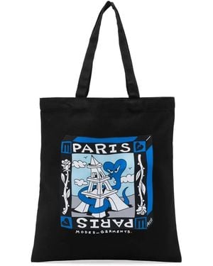 MODES GARMENTS Paris Canvas Tote Bag - Black