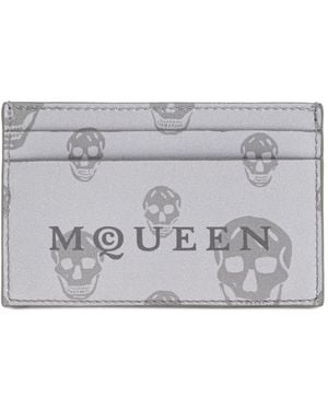 McQueen Skull Print Cardholder - Gray