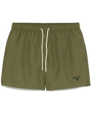 Barbour Logo-Embroidered Swim Shorts - Green
