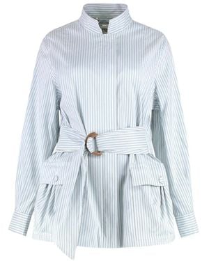 Fendi Belted Cotton Jacket - Blue