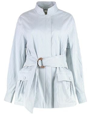 Fendi Belted Cotton Jacket - Blue