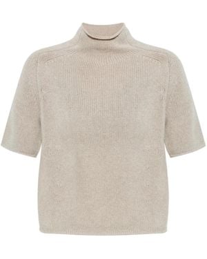 Lisa Yang Ribbed Short-Sleeve Knitted Top - White