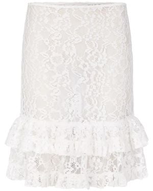 Ludovic de Saint Sernin Ernestine Lace Ruffled Mini Skirt - White