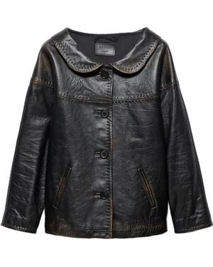 Prada Antiqued Nappa Leather Jacket - Black