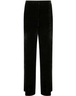 P.A.R.O.S.H. Velvet-Finish Straight Pants - Black