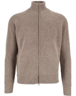 L.B.M. 1911 Ribbed-Knit Zip-Up Cardigan - Brown