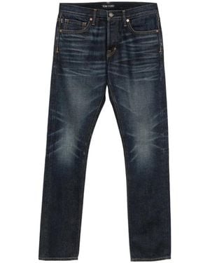 Tom Ford Jeans With Belt Loops And Logo Patch - Blue