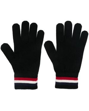 Moncler Handschuhe Mit Dreifarbigen Streifen - Schwarz
