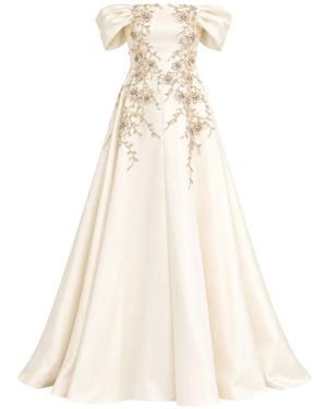 Loodyana Floral-Embellished Off-Shoulder Maxi Dress - White