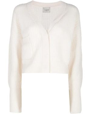 LeKasha Monaco Ribbed-Knit Cardigan - White
