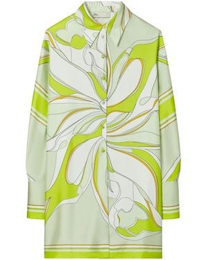 Tory Burch Silk Shirt With Print - Green