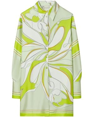 Tory Burch Silk Shirt With Print - Green