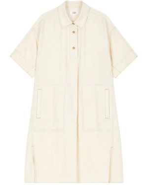 Studio Tomboy X Dual-Pocket Button-Up Midi Dress - Natural