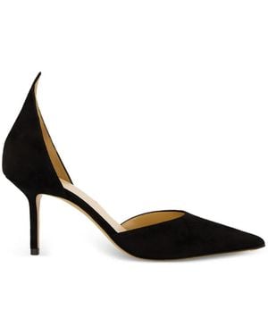Francesco Russo High-Back Suede Court Shoes - Black