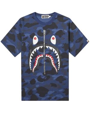 A Bathing Ape Camouflage Shark T-Shirt - Blue