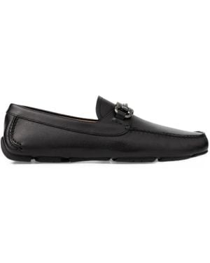 Ferragamo Gancini Ornament Driver Loafers - Black