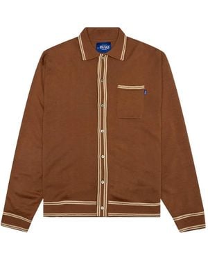 AWAKE NY Striped-Trim Cardigan - Brown