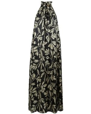 Max Mara Leaf-Print Halterneck Gown - White