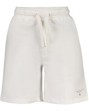 Aeronautica Militare Drawstring-Waist Logo-Embroidered Shorts - White