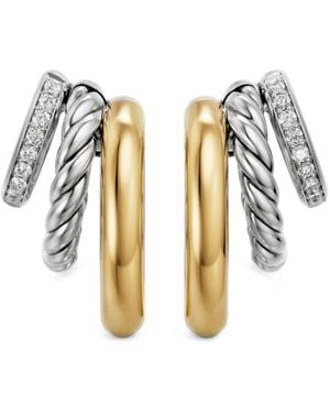 David Yurman Boucles D'Oreilles Multirangs Dy Mercer Serties De Diamants - Métallisé