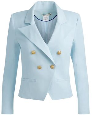 Alice + Olivia Sable Double-Breasted Cropped Blazer - Blue