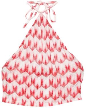 Missoni Zigzag-Knit Halterneck Top - Red